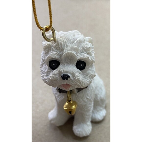 Gisela Graham London Bichon Puppy Sitting Resin Holiday Ornament - Picture 6 of 7